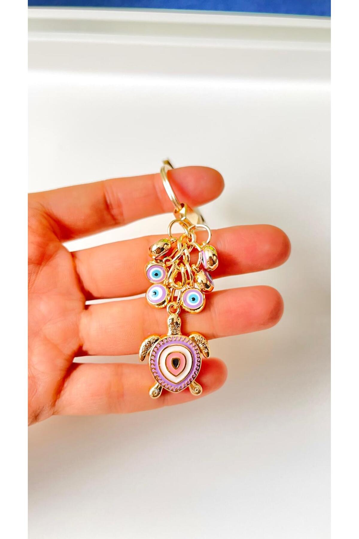 Madeleine Dangling Evil Eye Keychain - Lilac