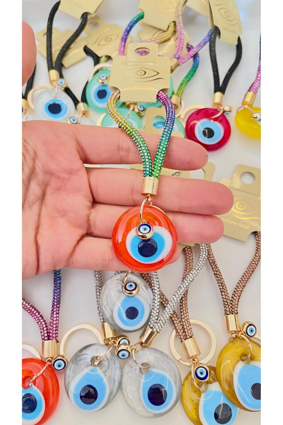Meredith Glass Evil Eye Cord Charm - Orange