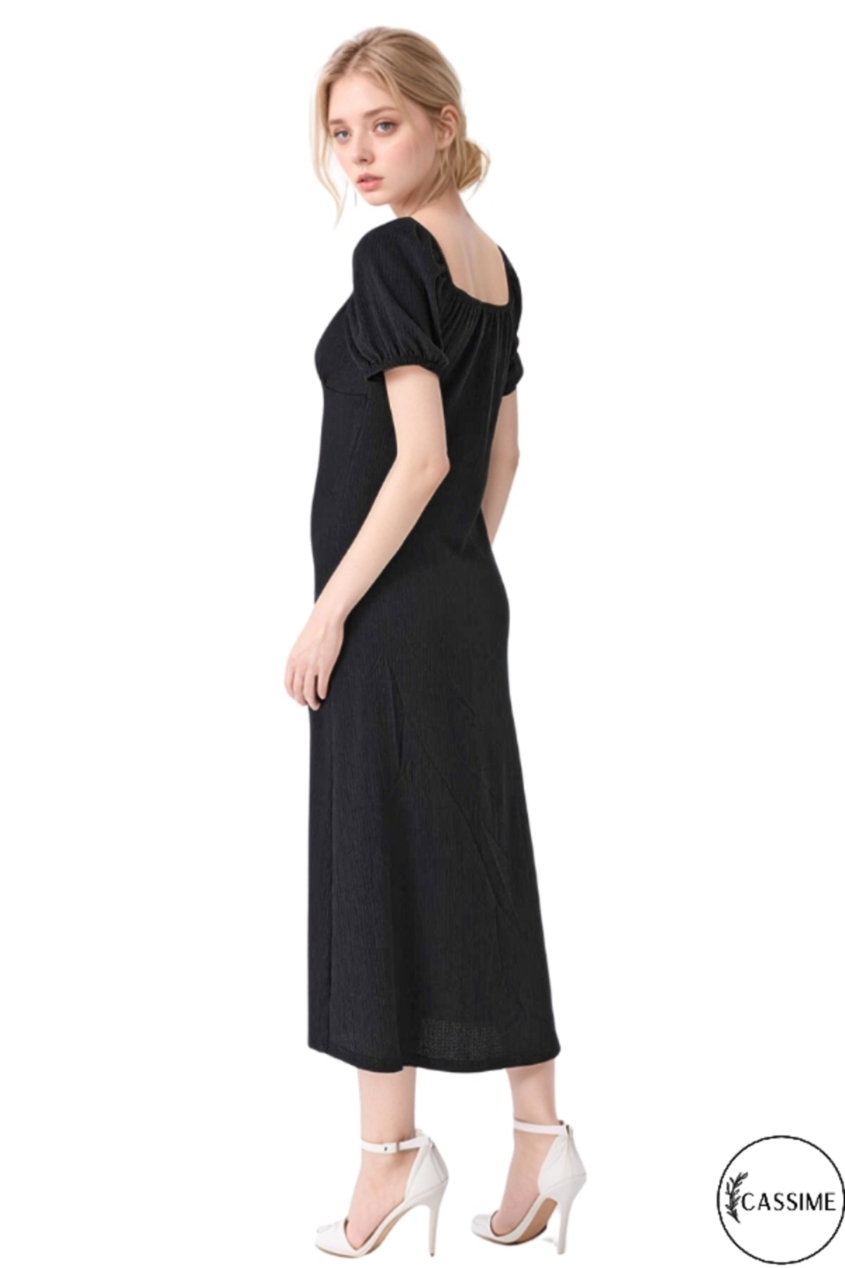 Jade Women's Summer Dress with Slit - Black