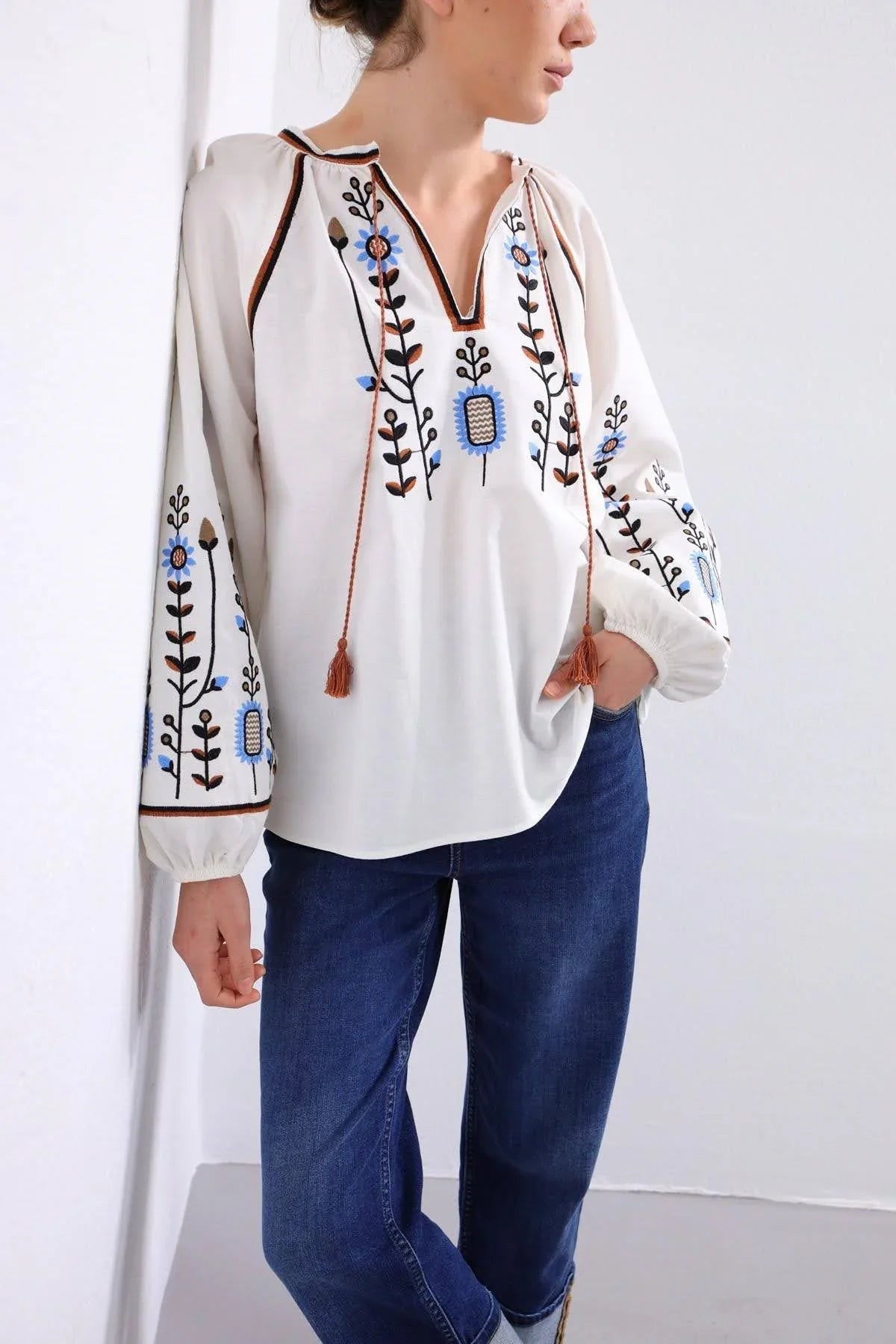 Traditional Embroidered Cotton Blouse