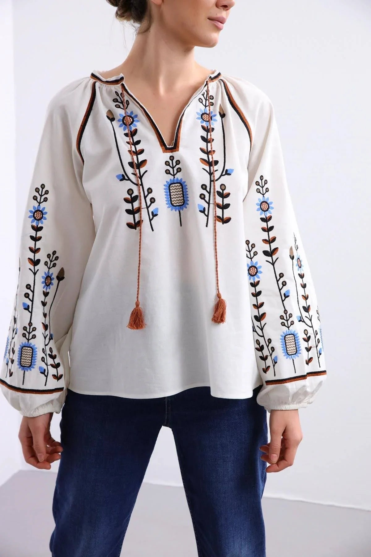 Traditional Embroidered Cotton Blouse