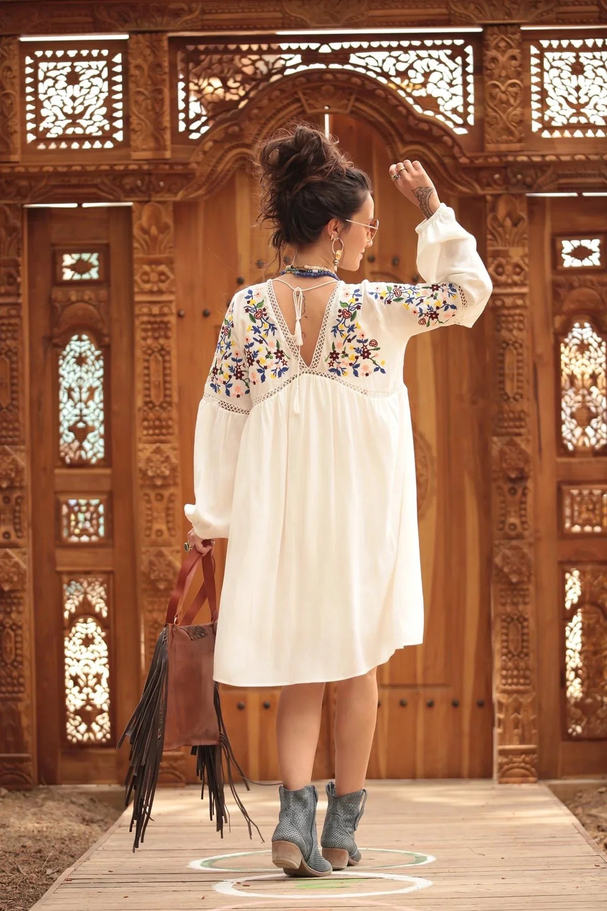 Floral Embroidered Cotton Dress