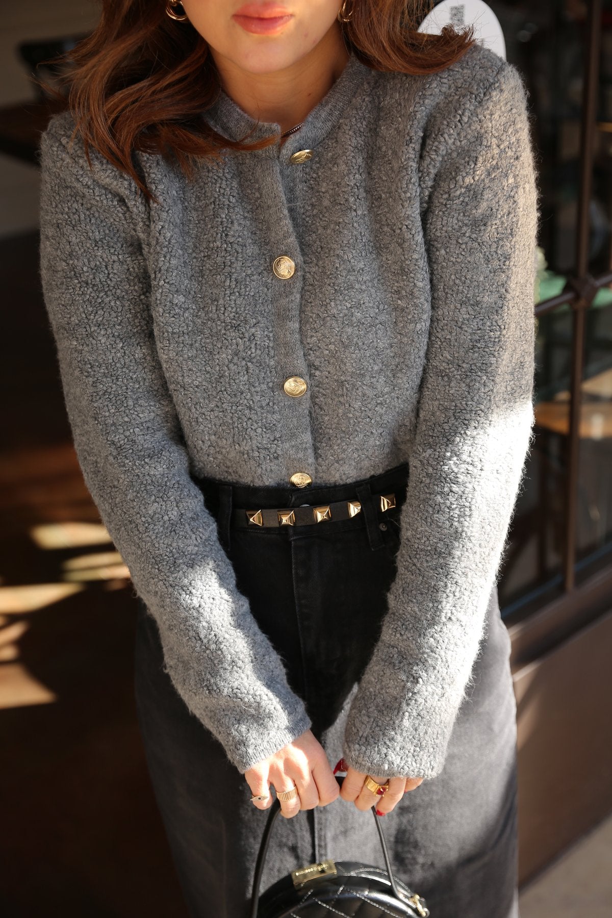 Gold Buttoned Teddy Cardigan 