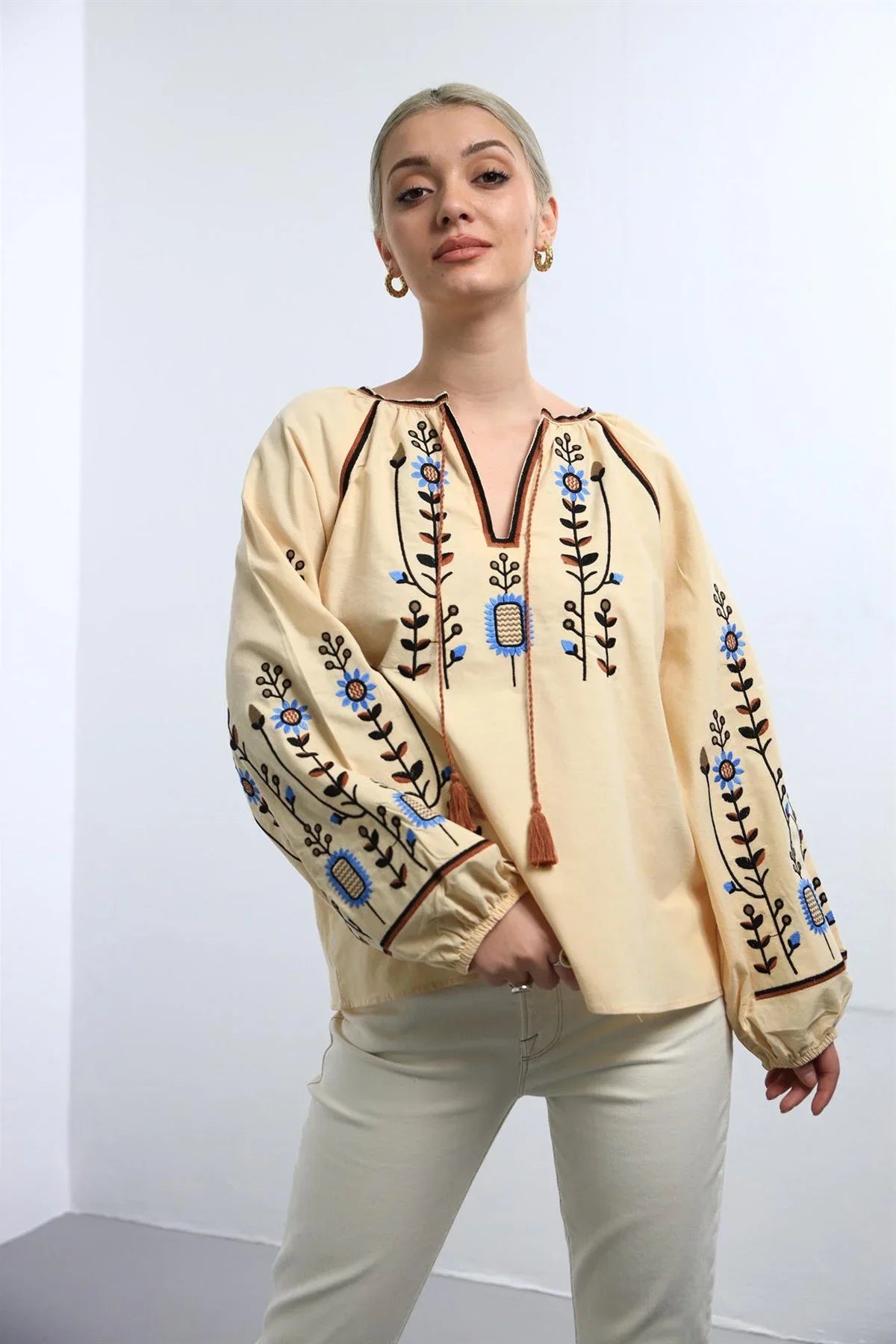 Traditional Embroidered Cotton Blouse