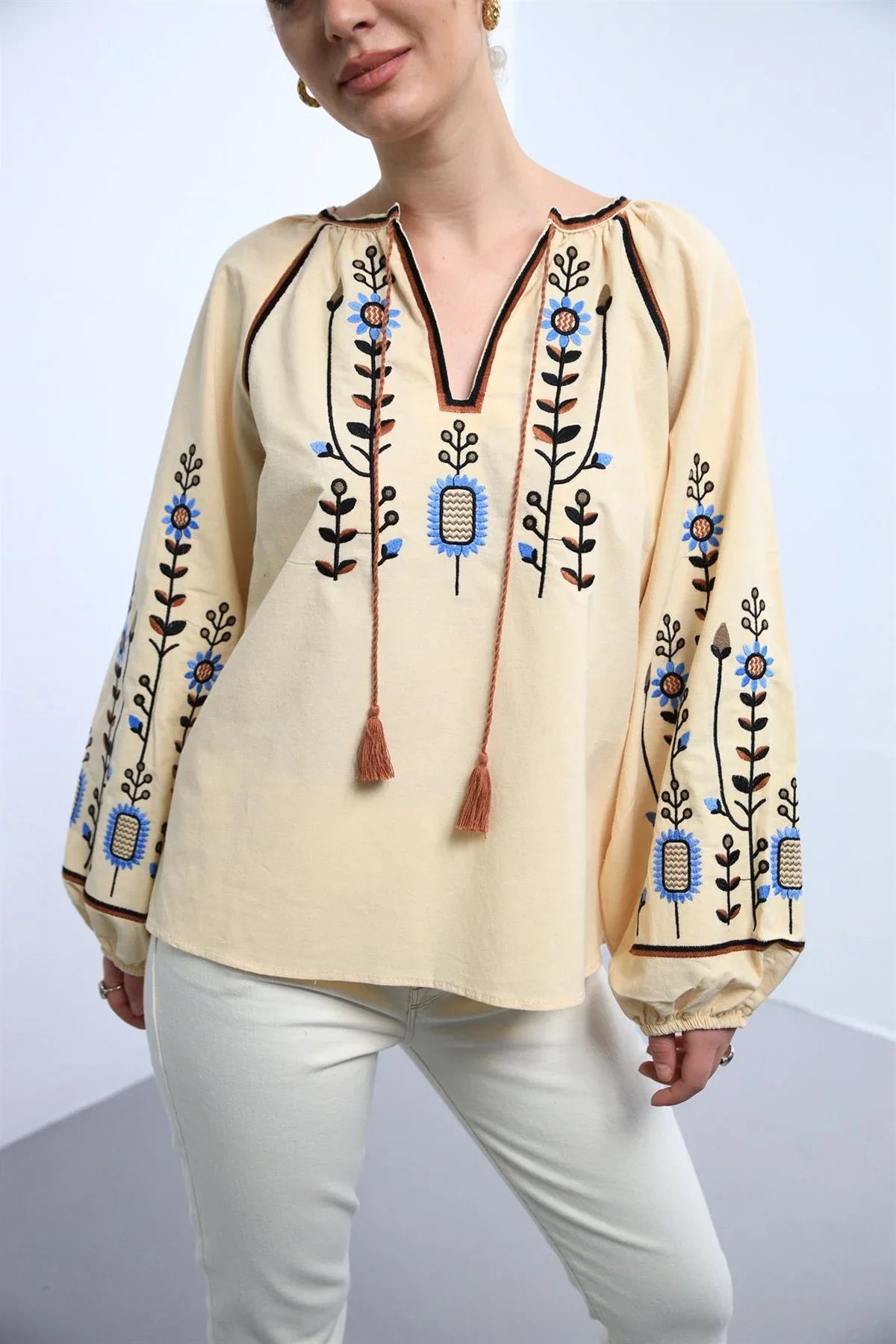 Traditional Embroidered Cotton Blouse