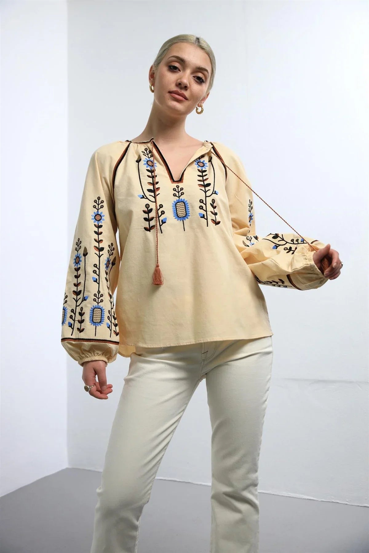 Traditional Embroidered Cotton Blouse