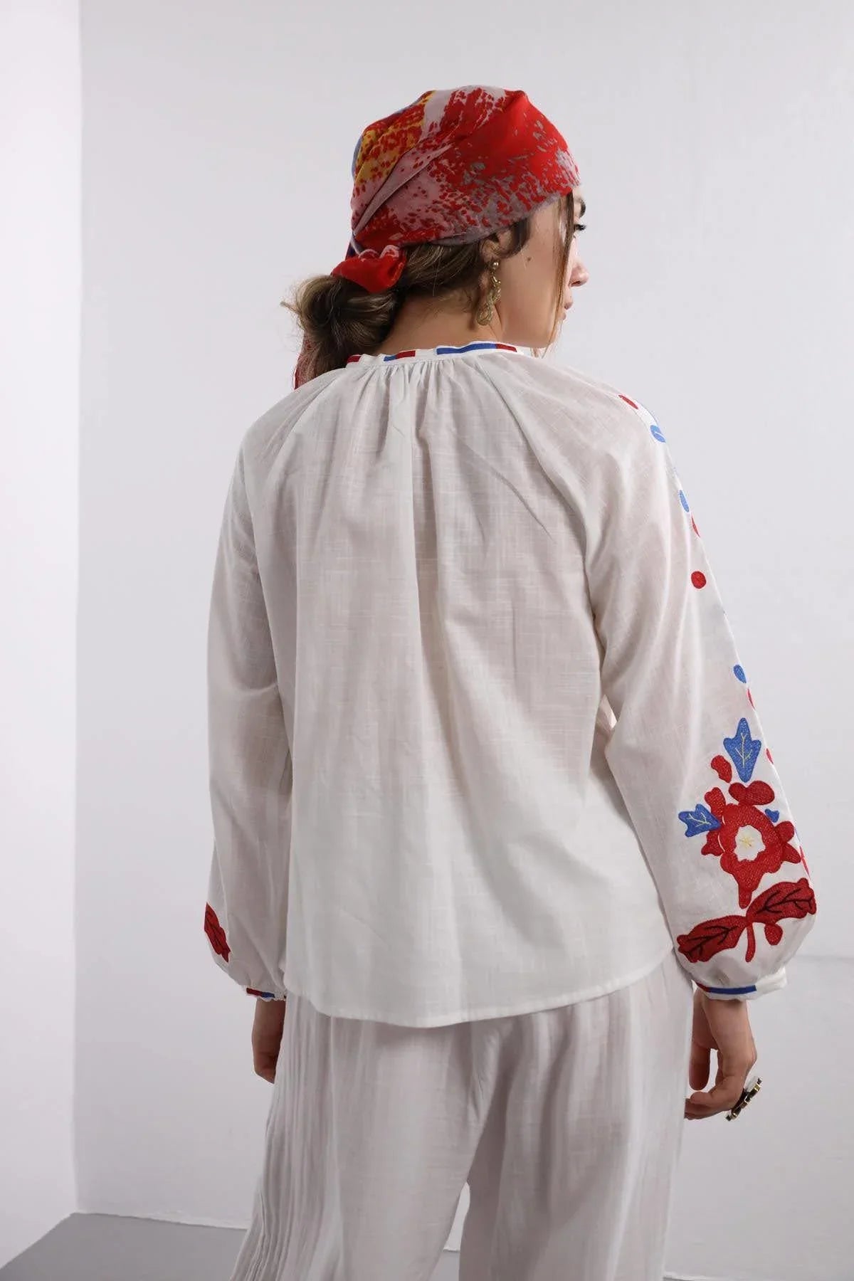 Red & Blue Embroidered Vyshyvanka Blouse