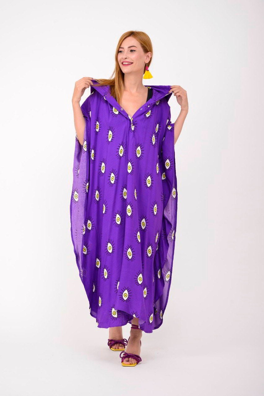 Purple hooded Evil Eye Dress