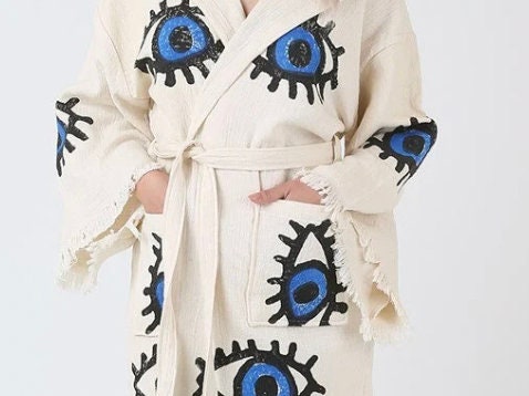 Organic Turkish Cotton Evil Eye Robe