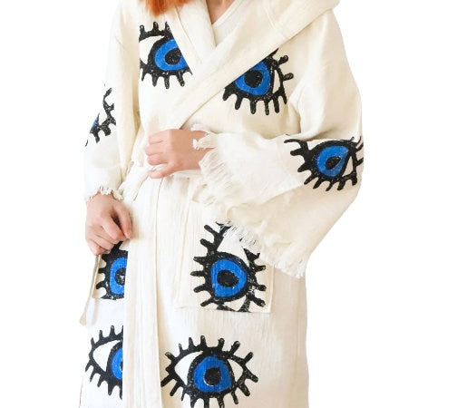 Organic Turkish Cotton Evil Eye Robe