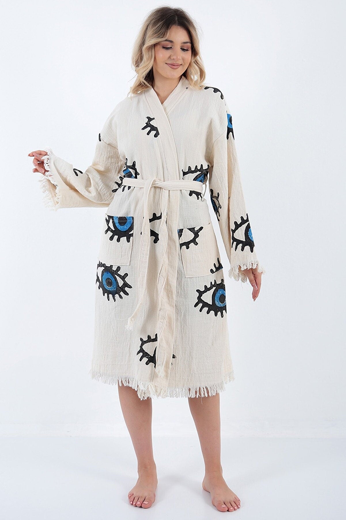 Organic Turkish Cotton Evil Eye Robe