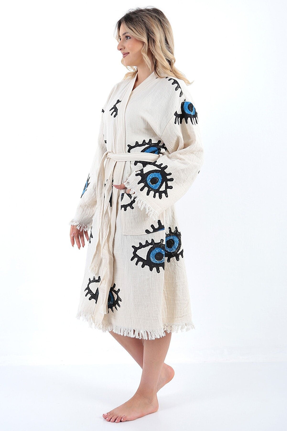 Organic Turkish Cotton Evil Eye Robe