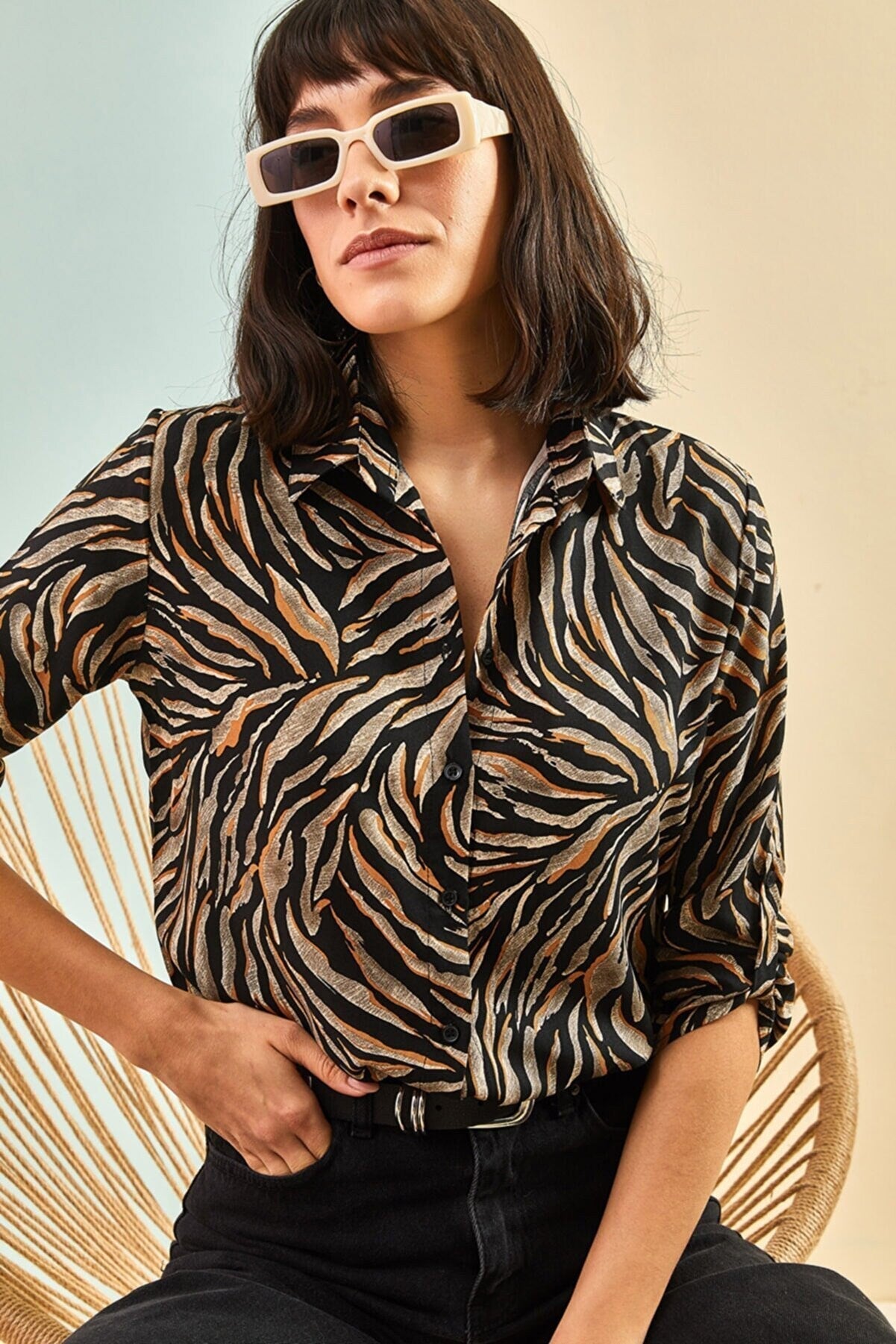 Zebra Designer Button Down Shirt