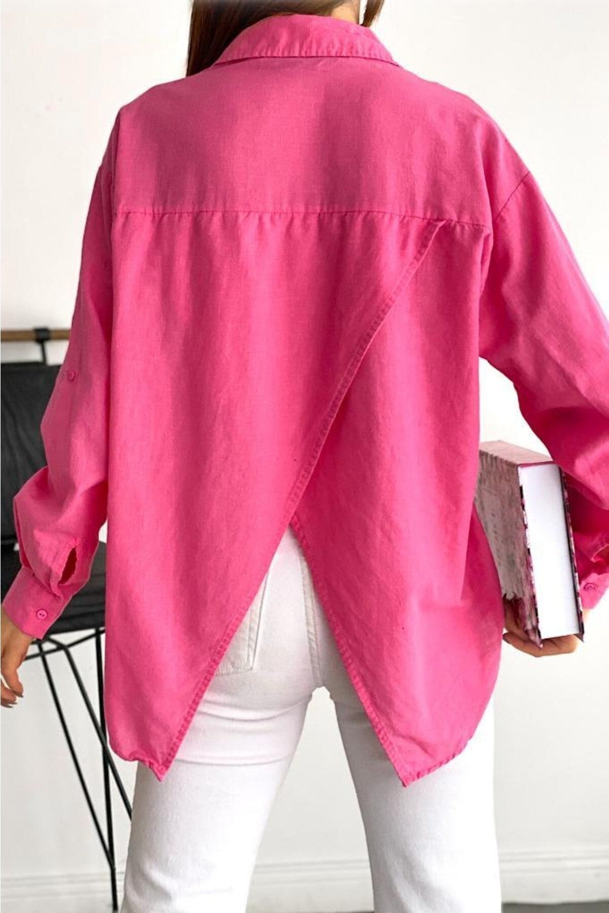 Linen Cotton Pink Blouse with Pockets