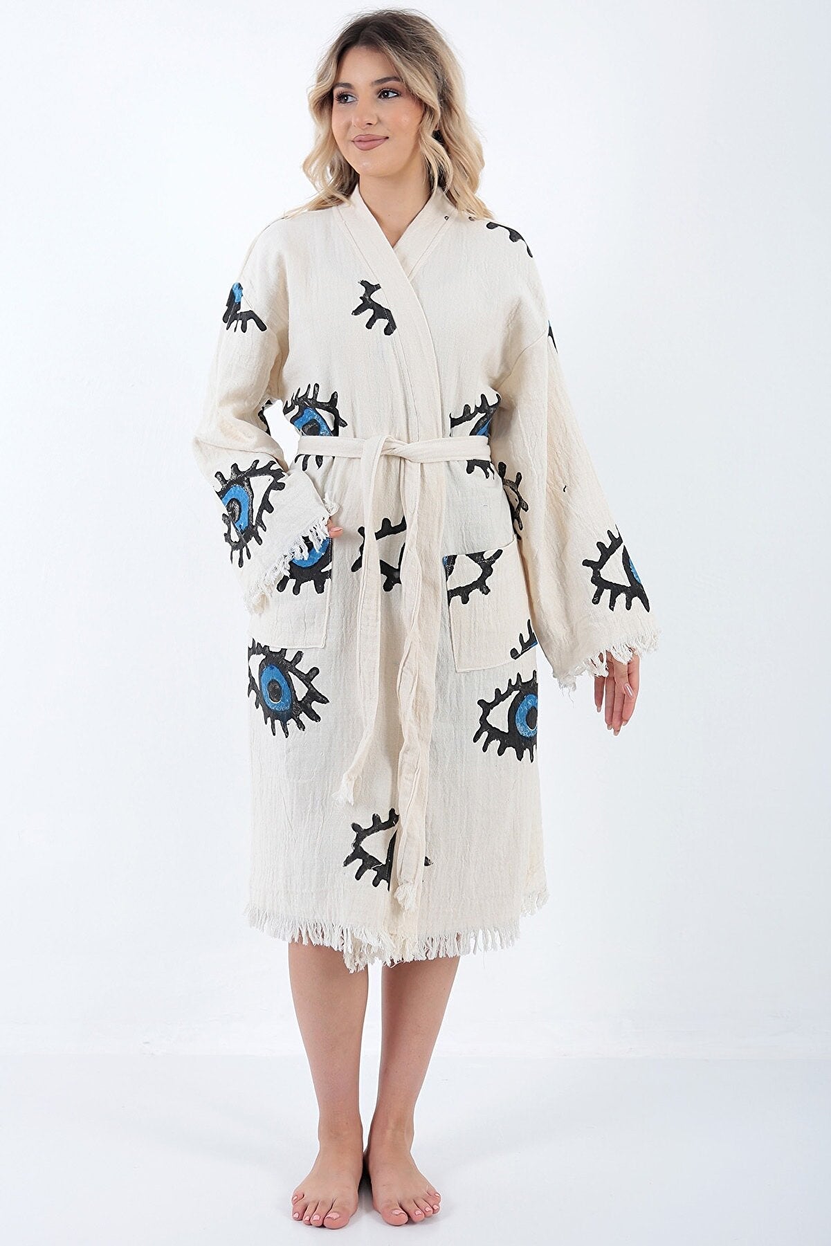 Organic Turkish Cotton Evil Eye Robe