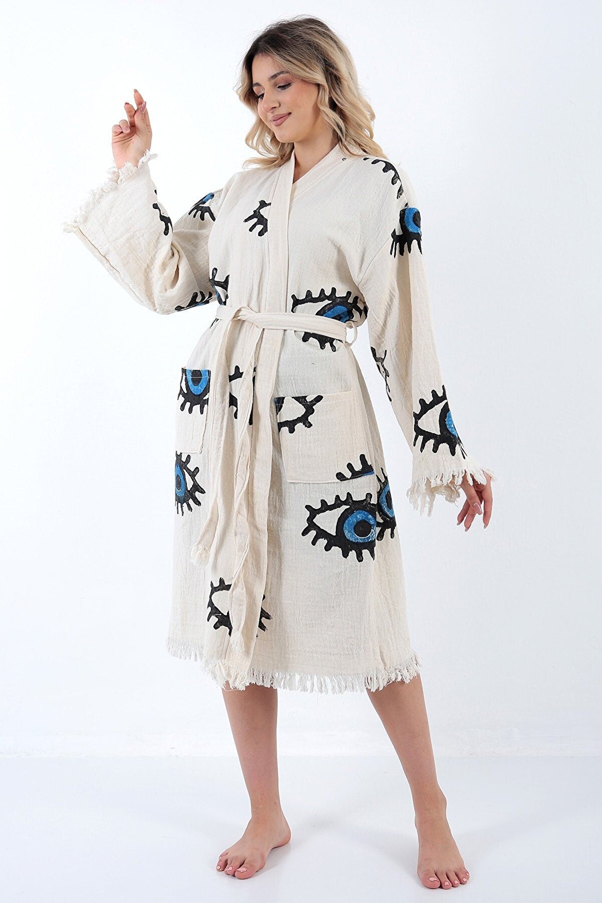 Organic Turkish Cotton Evil Eye Robe