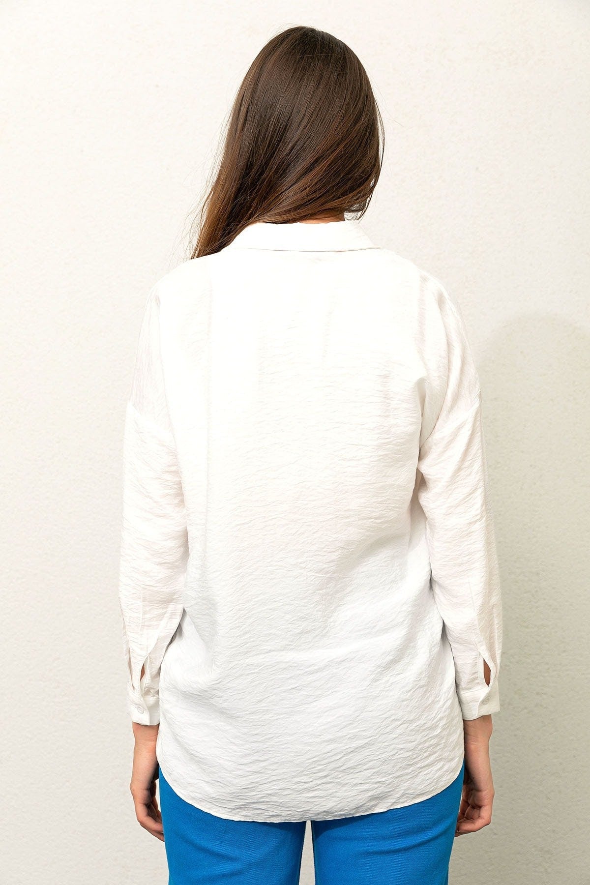 Elephant Embroidered White Linen Blouse