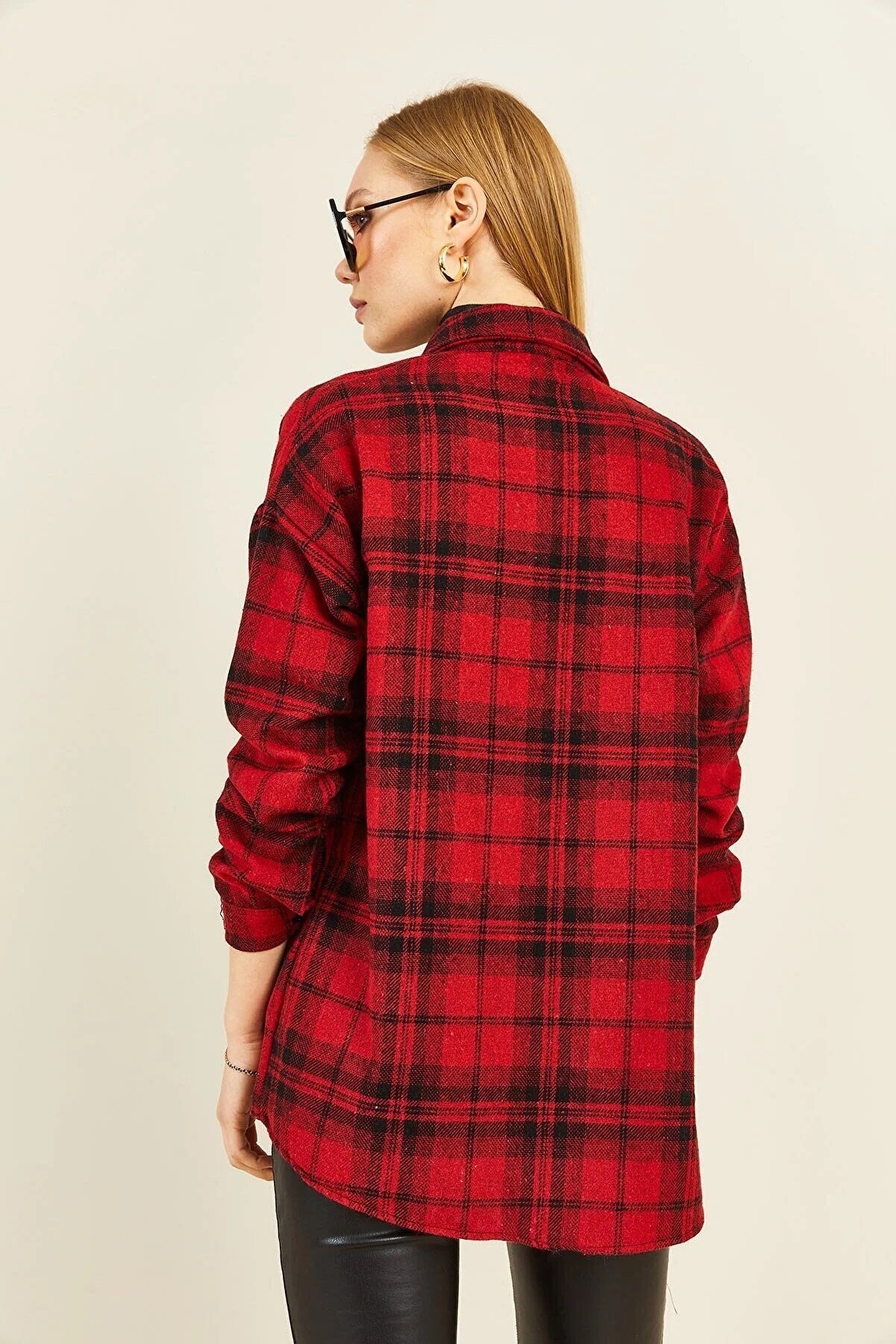 Long Sleeve Buffalo Plaid Flannel Blouse