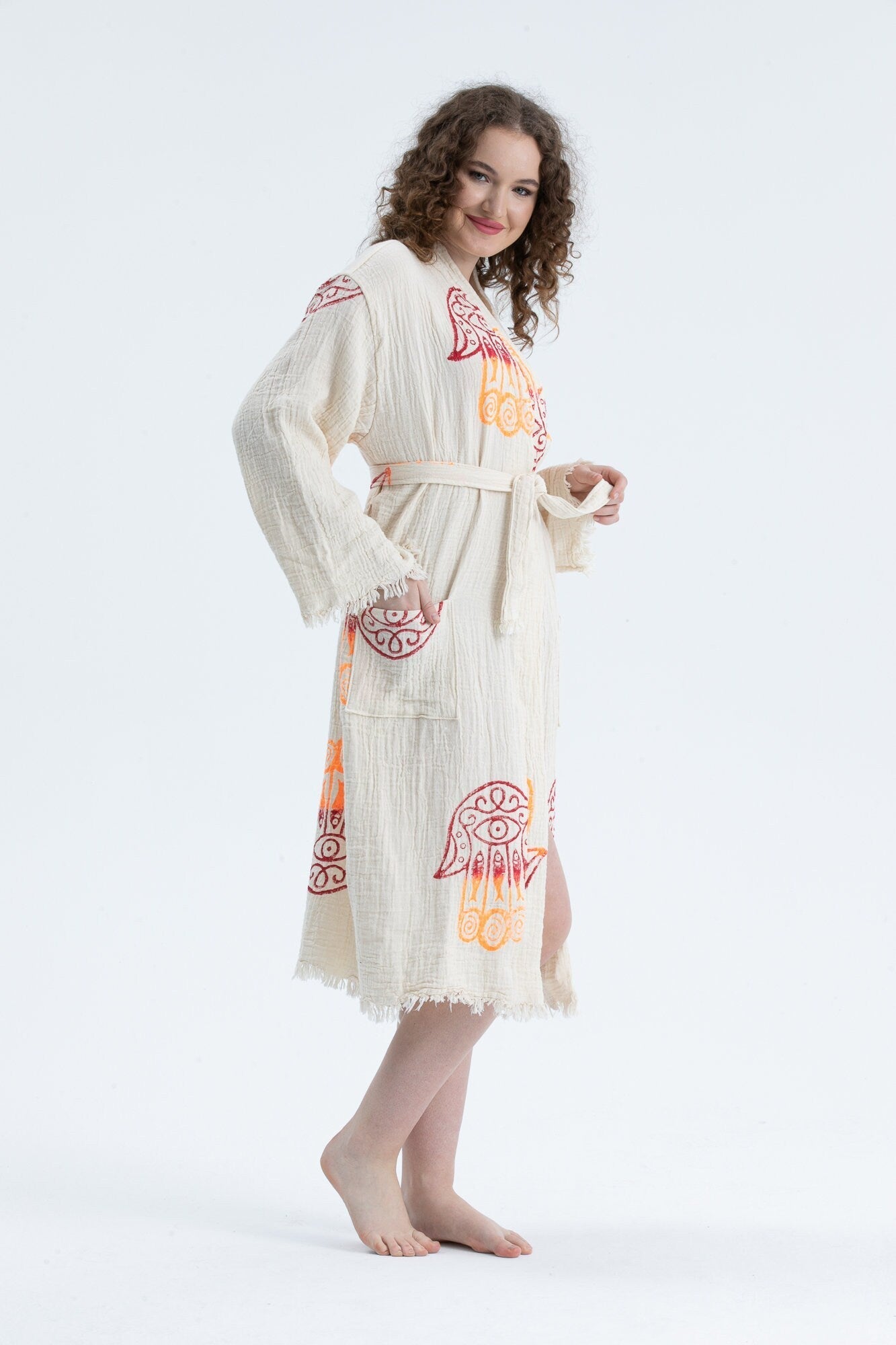 Organic Cotton Hand of Fatima Bathrobe