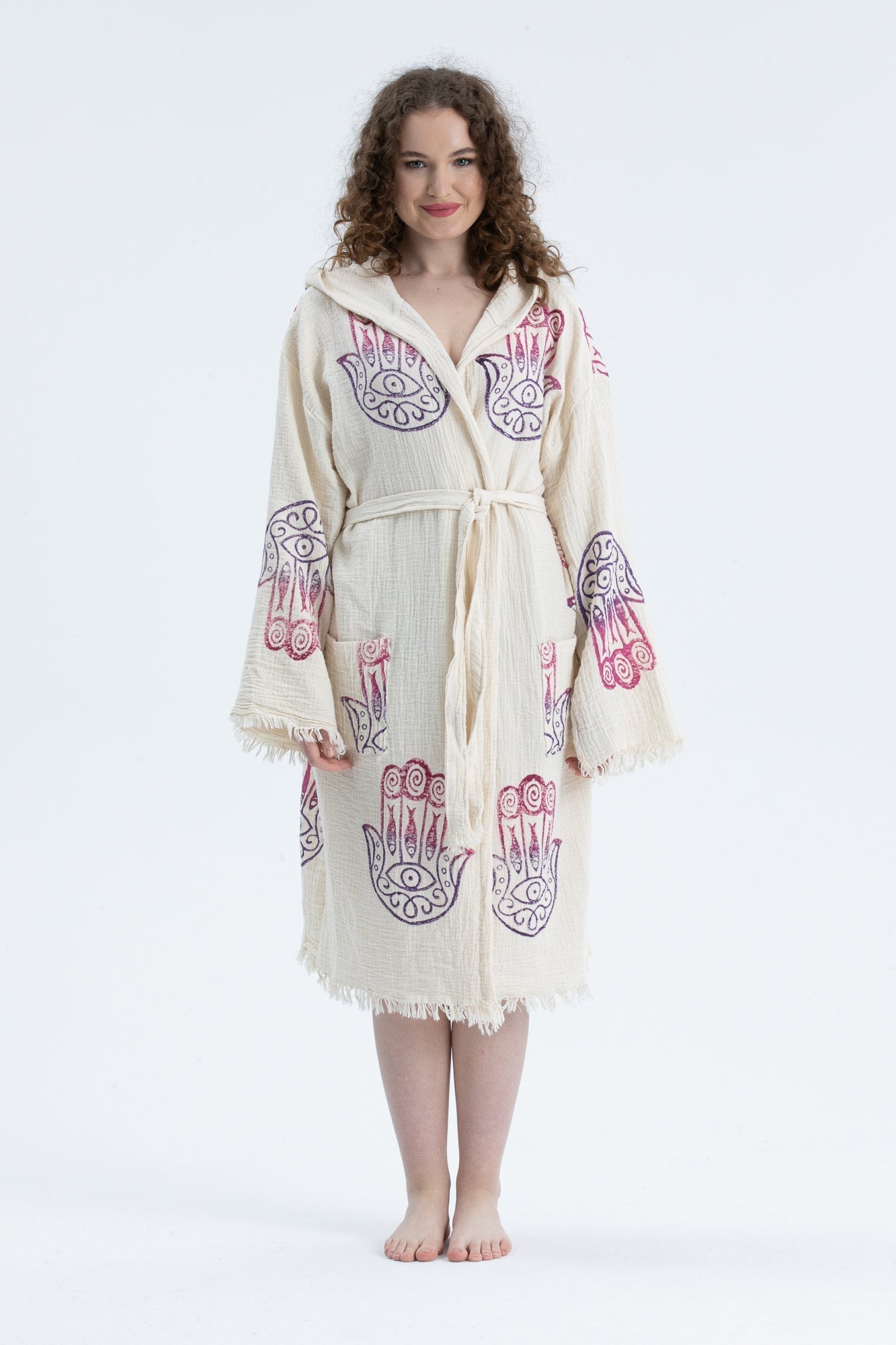 Organic Turkish Cotton Hand of Fatima Bathrobe