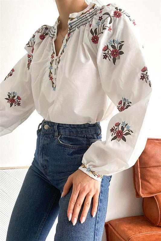 Floral Bouquet Embroidered Vyshyvanka Blouse