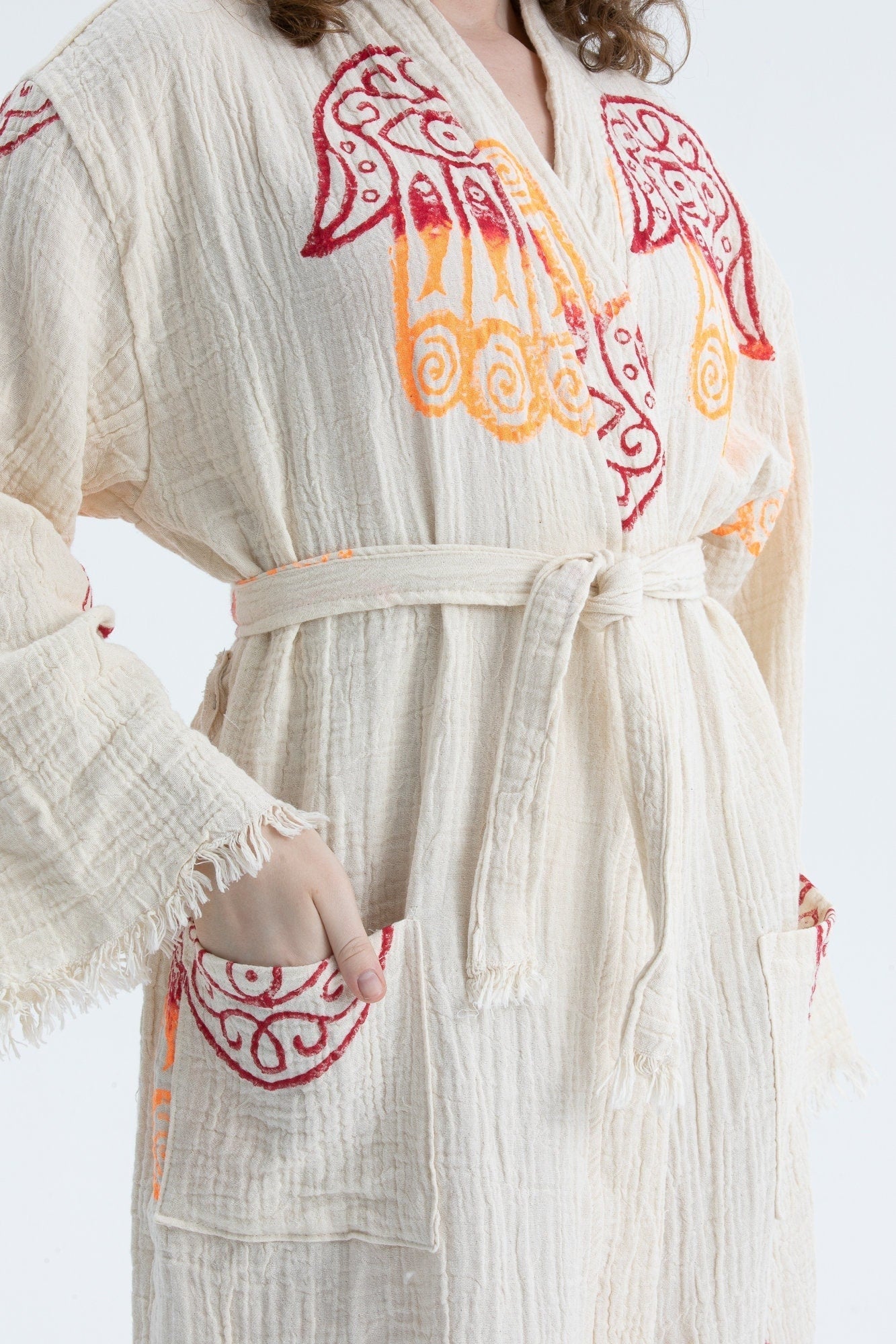 Organic Cotton Hand of Fatima Bathrobe