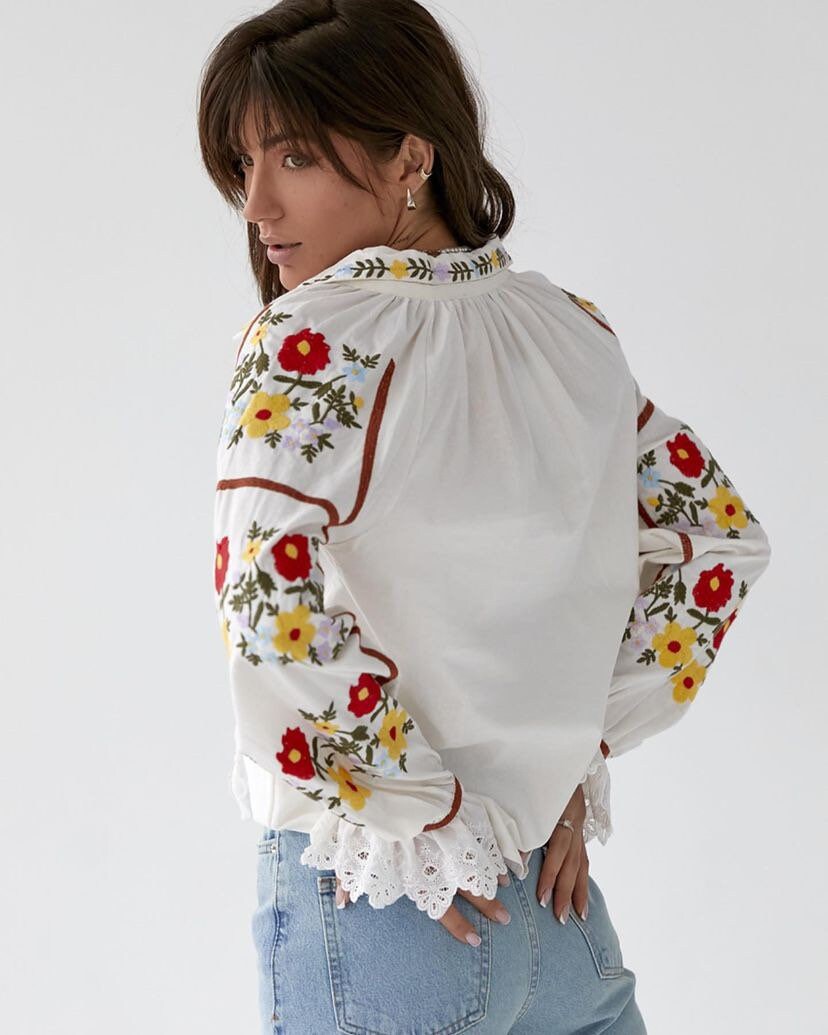 Ethnic Style Embroidered Mexican Blouse