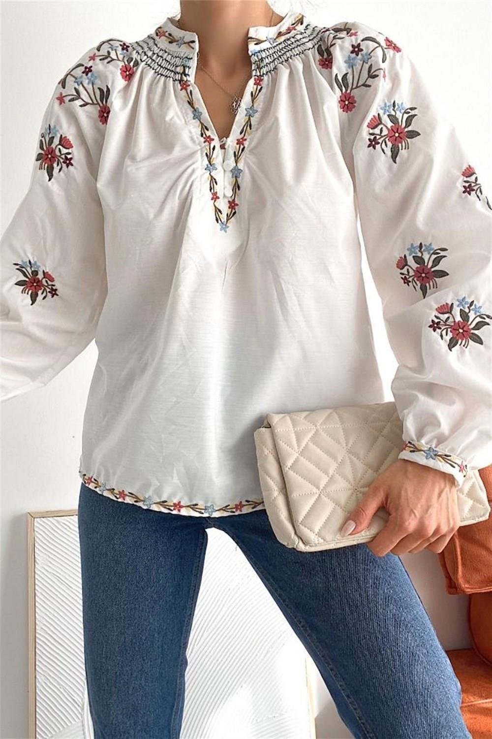 Floral Bouquet Embroidered Vyshyvanka Blouse