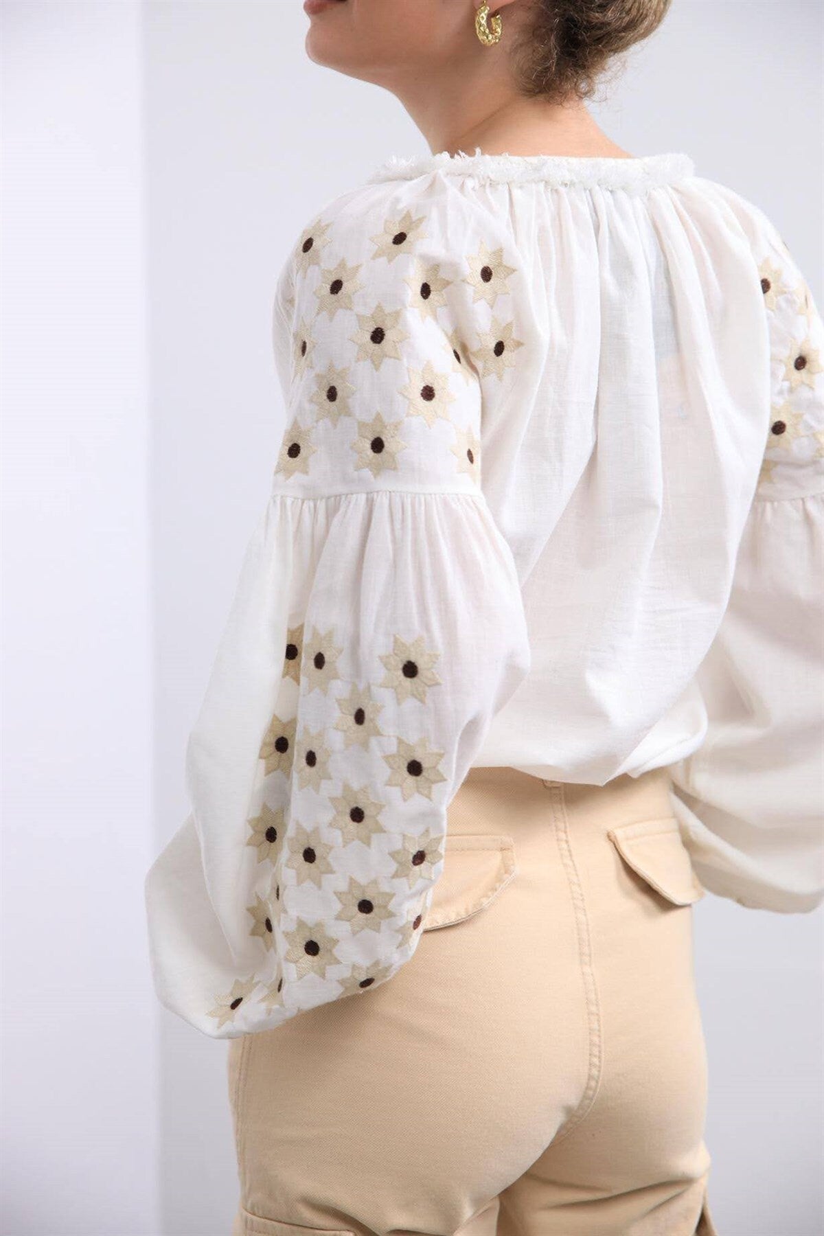 Floral Star Embroidered Ukrainian Blouse