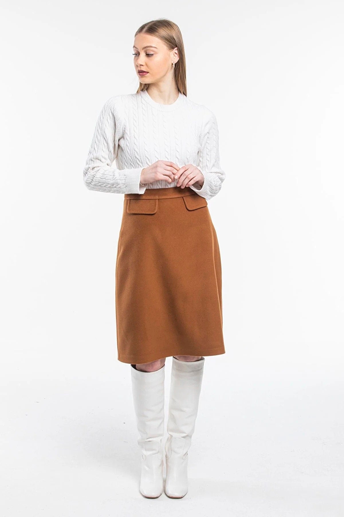 Camel Wool Cashmere Skirt