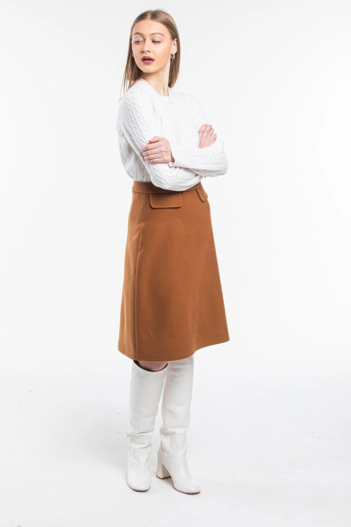 Camel Wool Cashmere Skirt