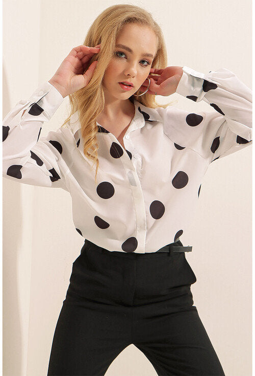 Polka Dot Button Down Blouse