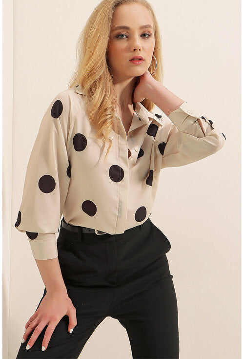 Polka Dot Button Down Blouse