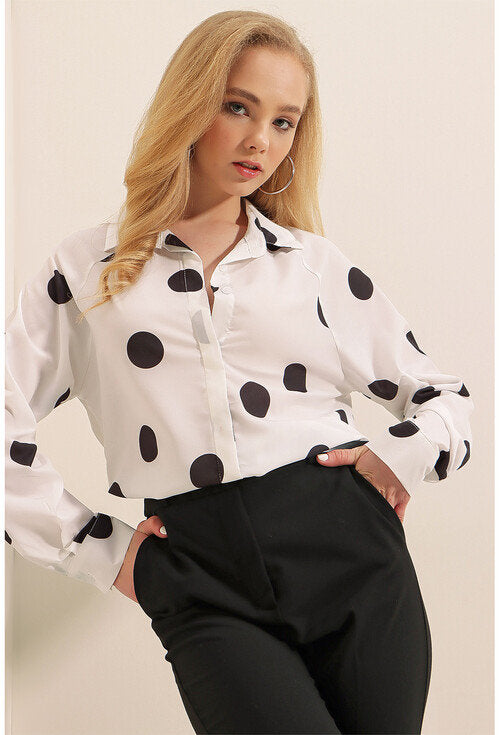 Polka Dot Button Down Blouse