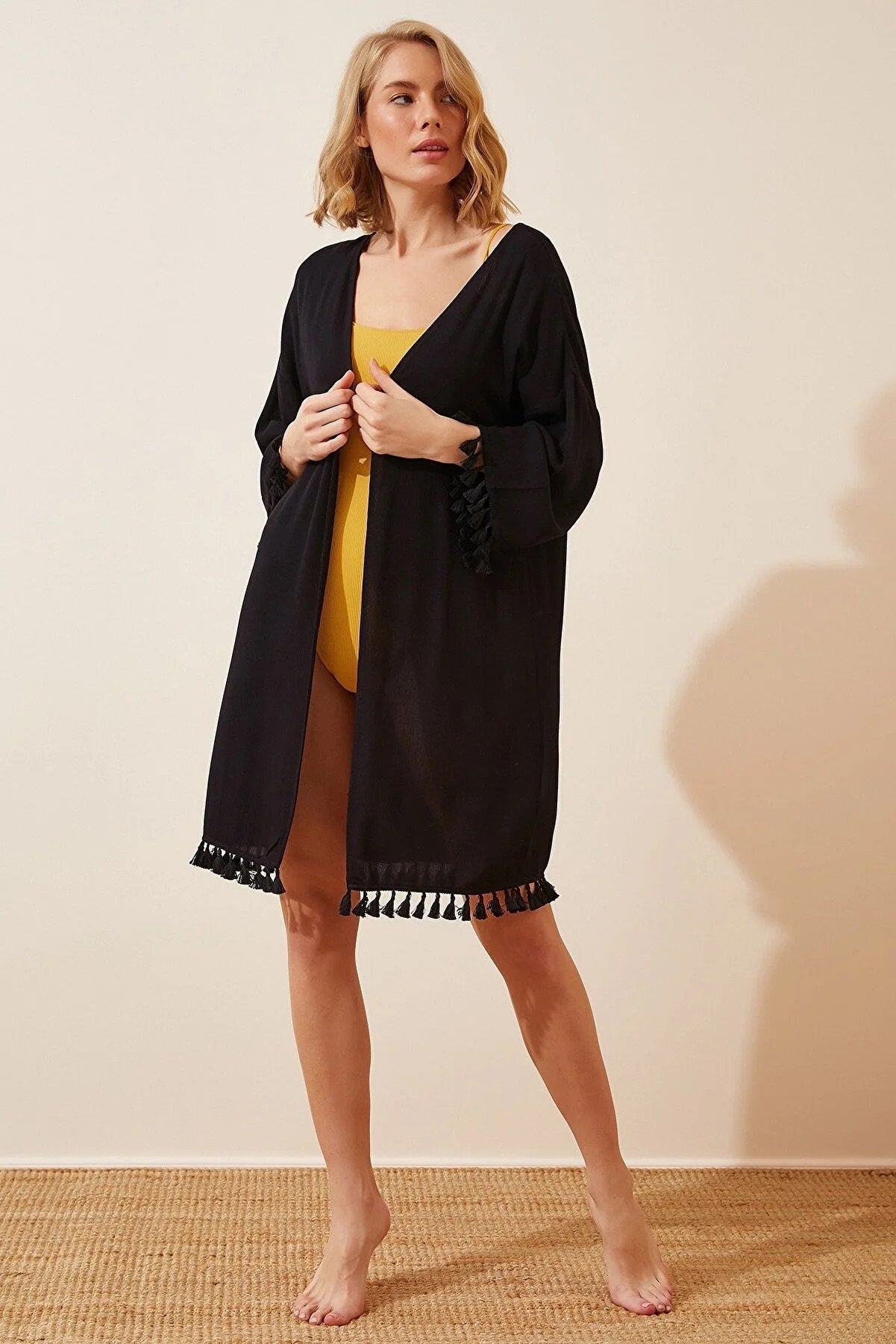 Boho Black Beach Kimono