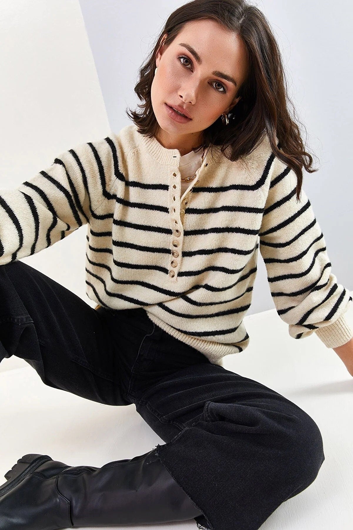 Striped Henley Pullover