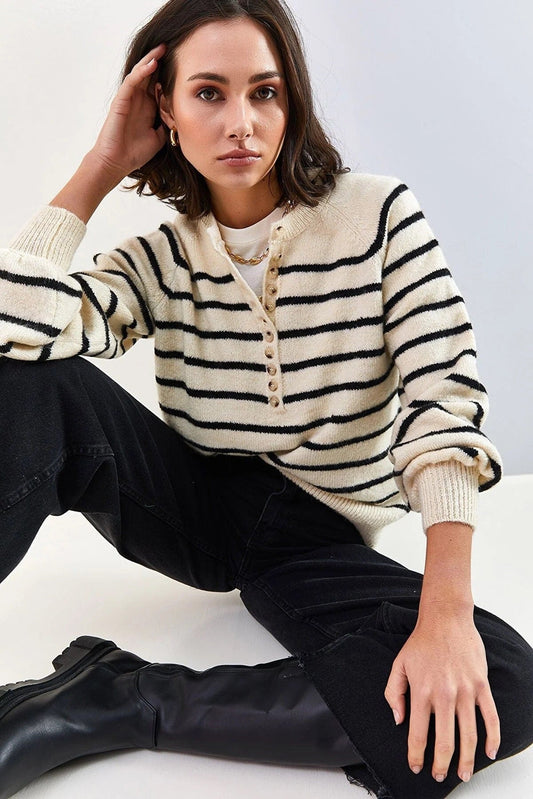 Striped Henley Pullover