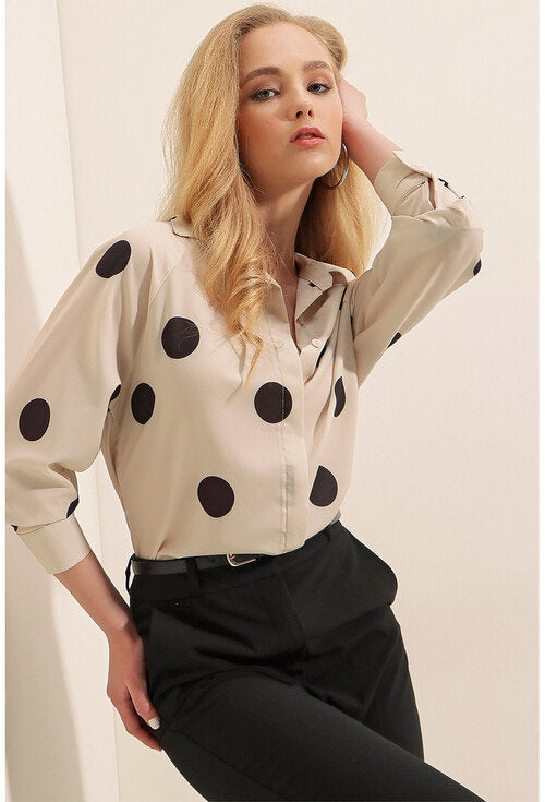 Polka Dot Button Down Blouse