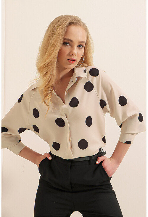 Polka Dot Button Down Blouse