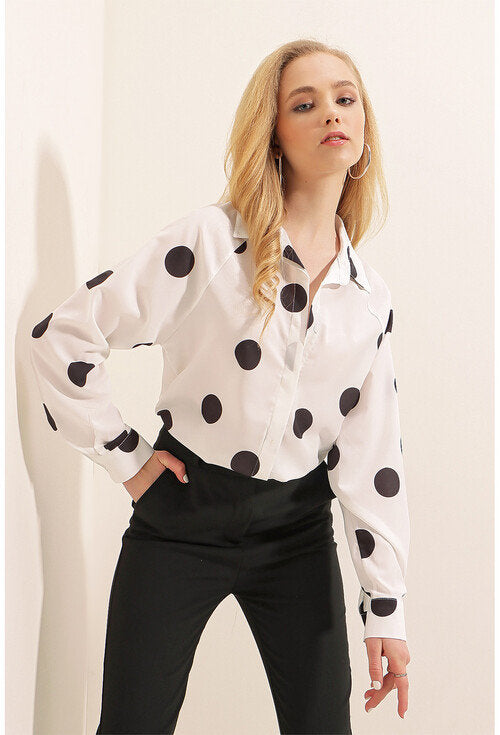 Polka Dot Button Down Blouse