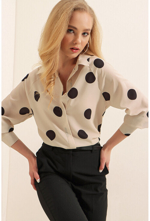 Polka Dot Button Down Blouse