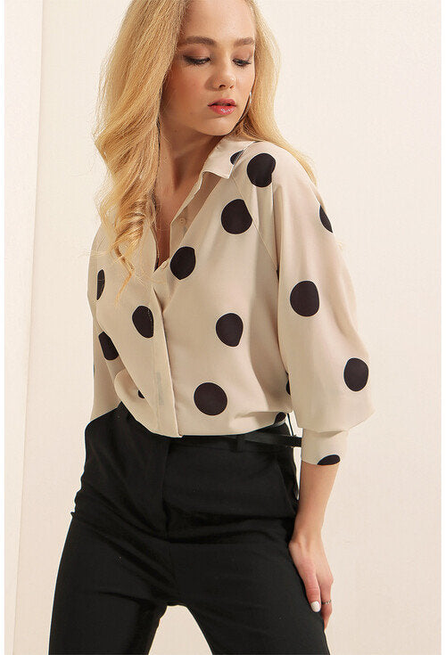 Polka Dot Button Down Blouse