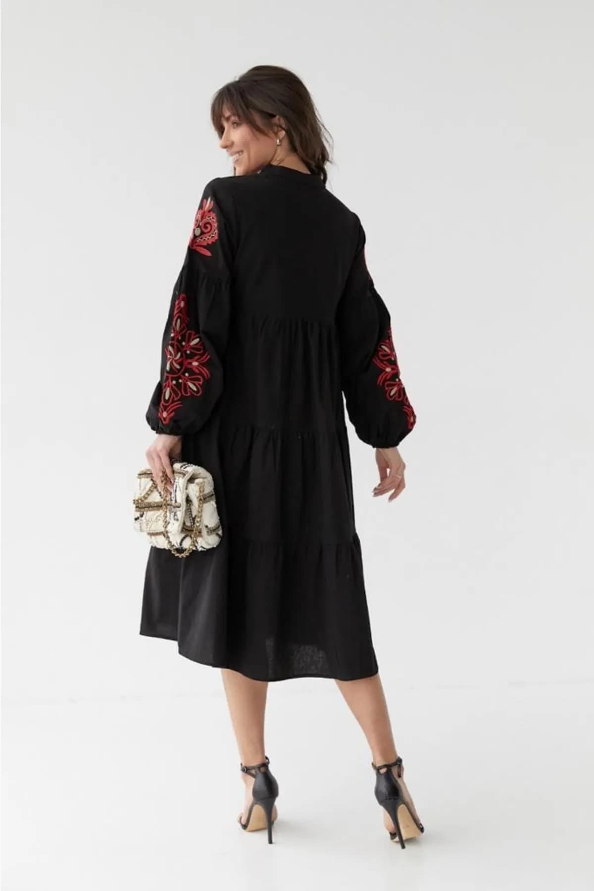 Black Floral Embroidered Dress