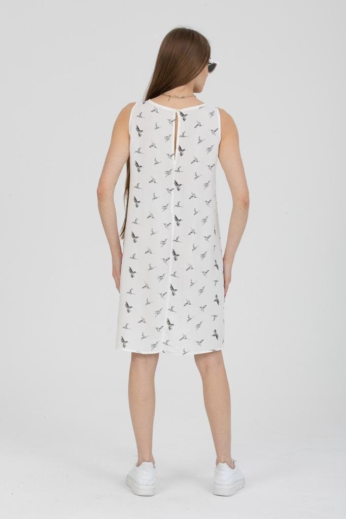 Lightweight Bird Print Shift Dress