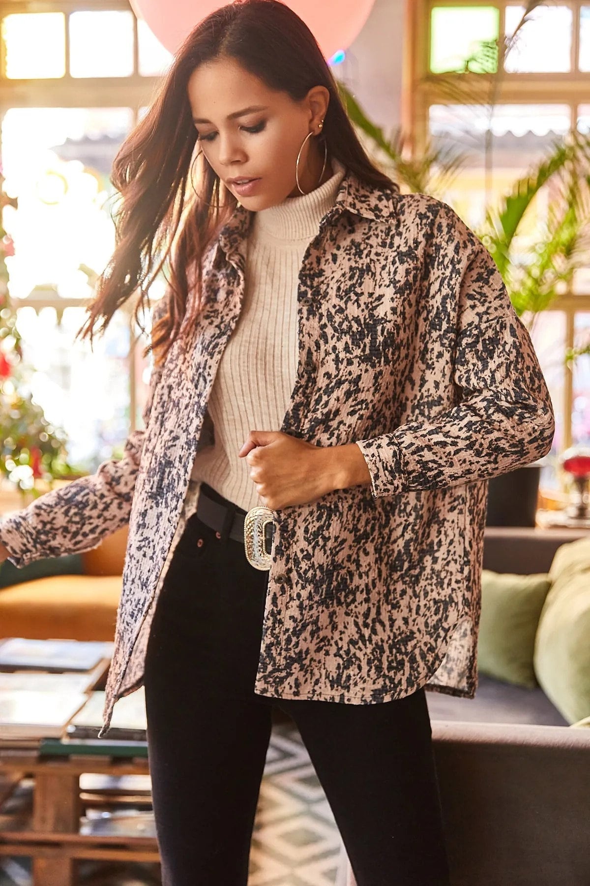 Leopard Fall Winter Button Down Blouse Shacket