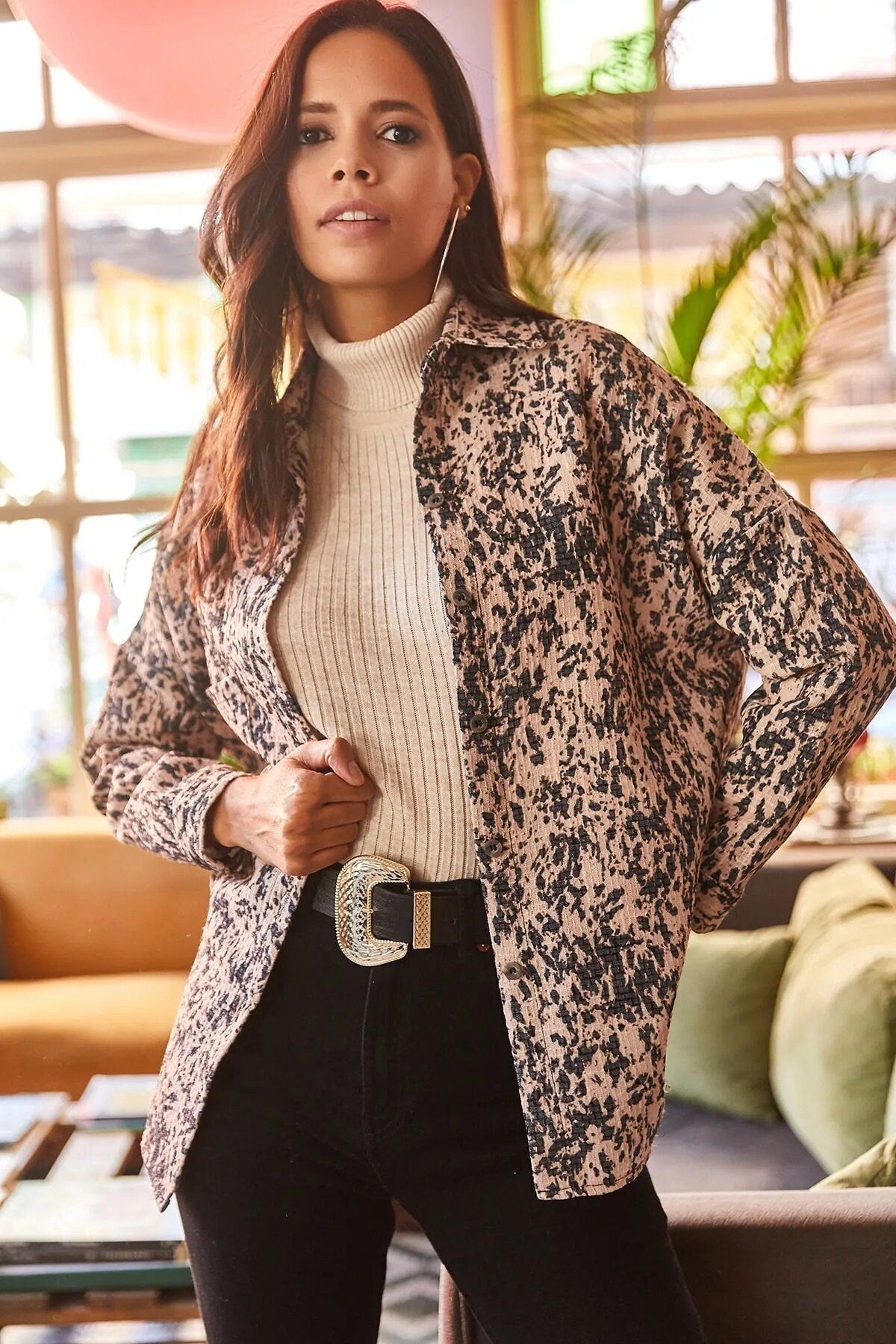 Leopard Fall Winter Button Down Blouse Shacket