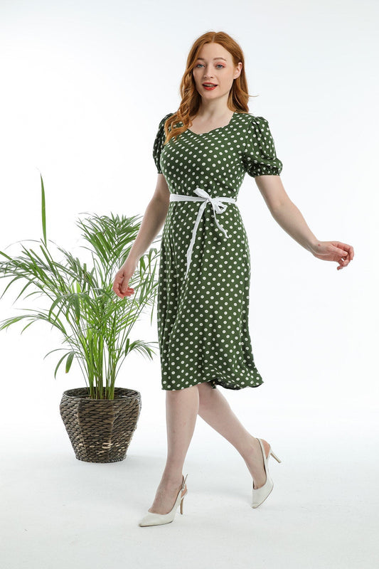 Green Polka Dot Vintage Inspired Dress