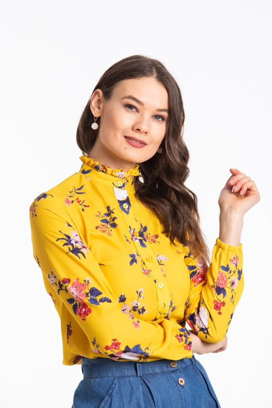 Yellow Floral Button Down Shirt