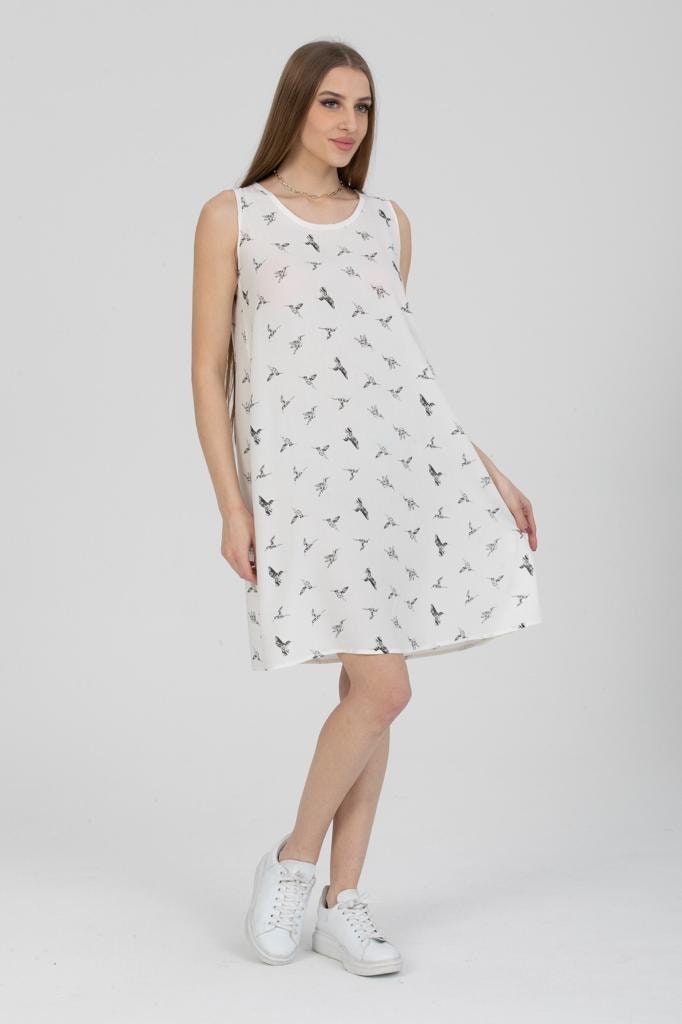 Lightweight Bird Print Shift Dress