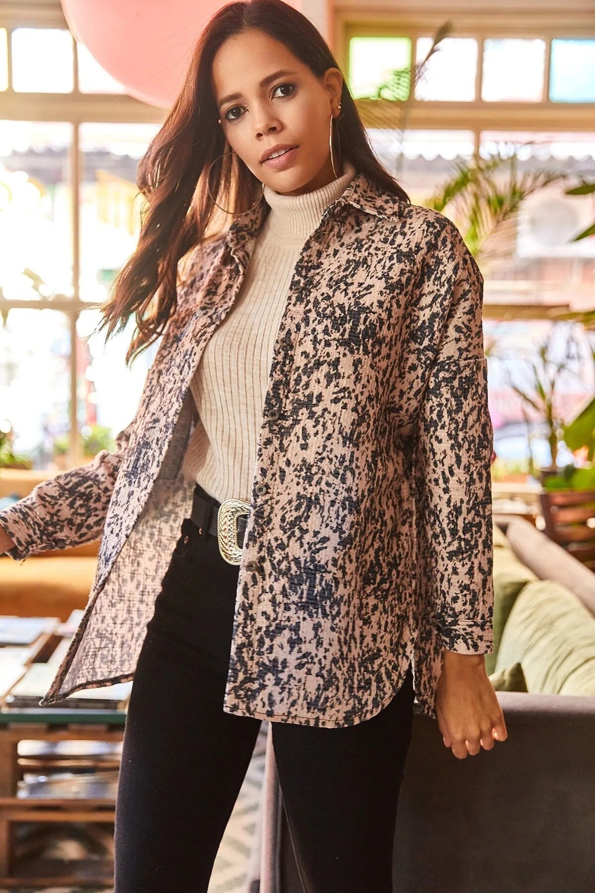 Leopard Fall Winter Button Down Blouse Shacket